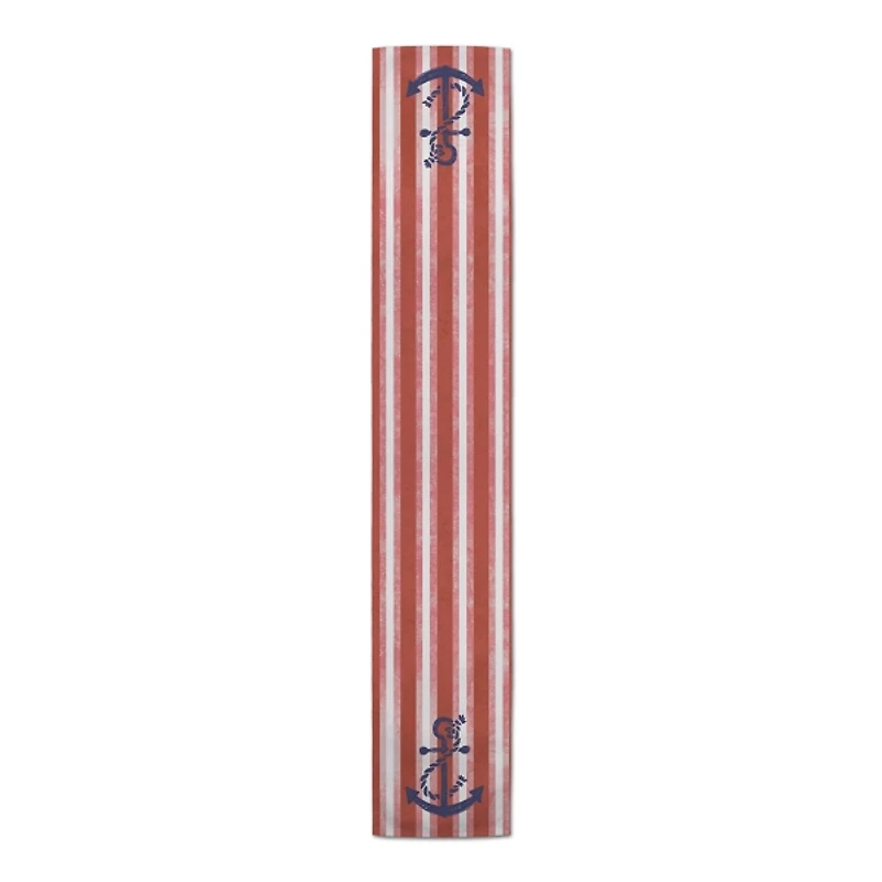 Red Stripes and Anchor Table Runner, 90 in.