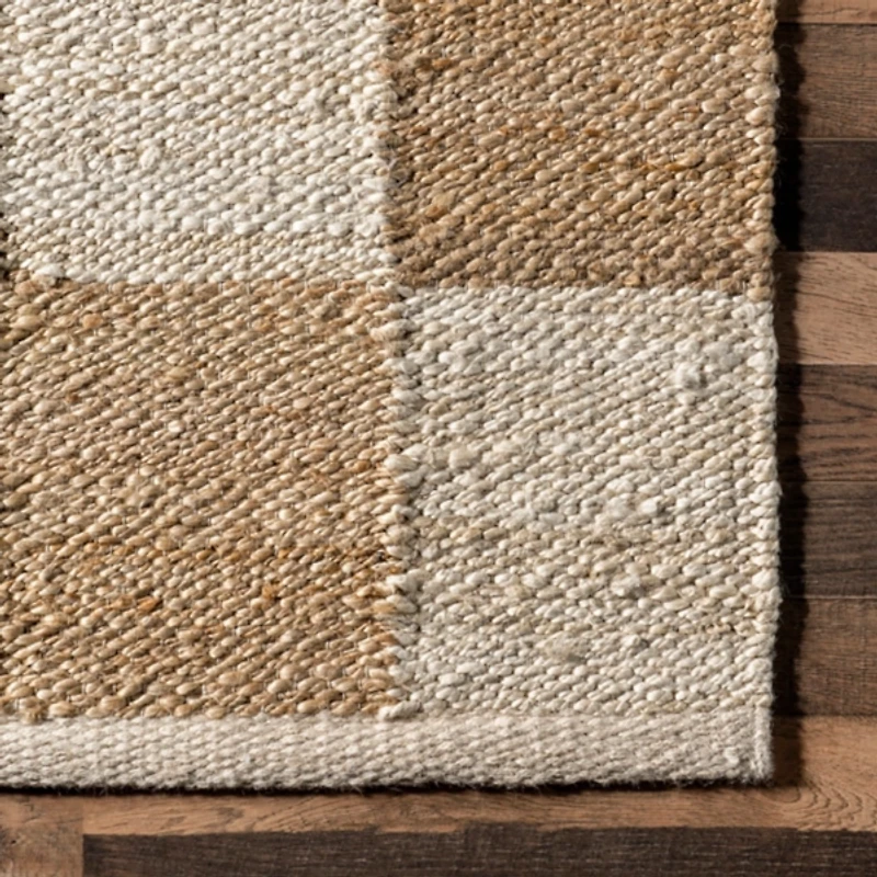Jute Tan Checkered Area Rug, 5x8