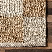 Jute Tan Checkered Area Rug, 5x8