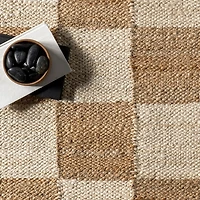 Jute Tan Checkered Area Rug, 5x8