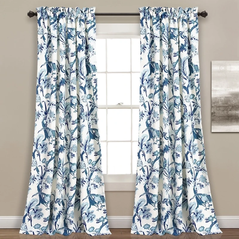 Blue and White Dolores Curtain Panel Set, 95 in.