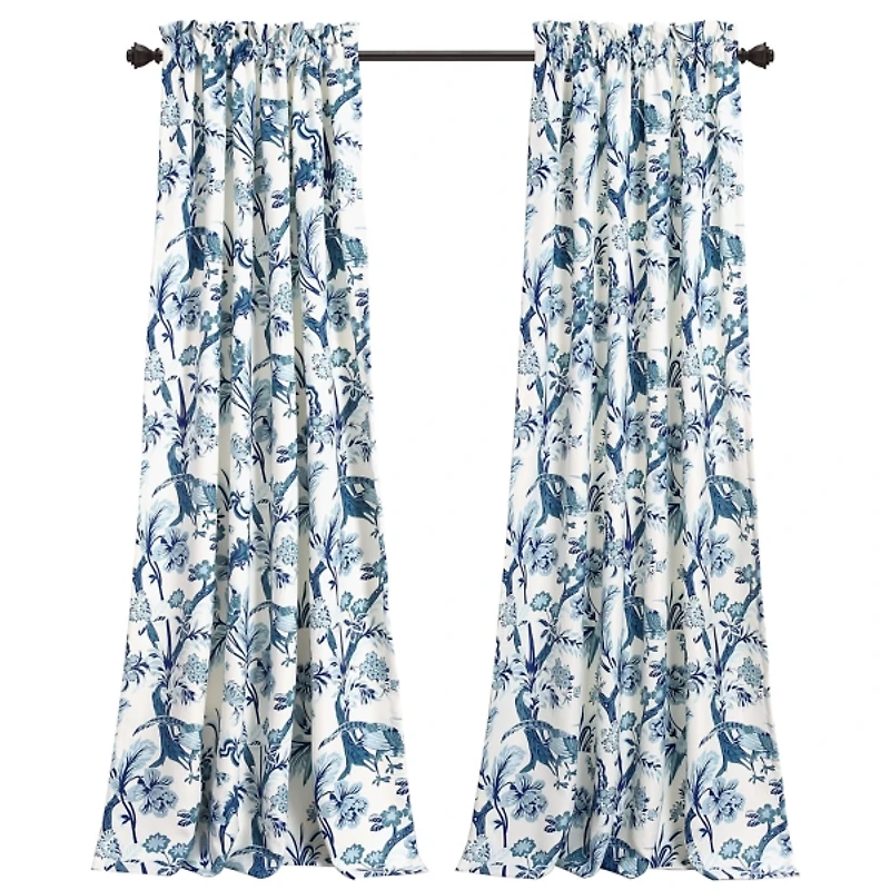 Blue and White Dolores Curtain Panel Set, 95 in.