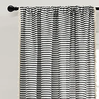 Striped Tassel Curtain Panel Set