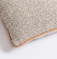 Gray Boucle and Leather Pillow
