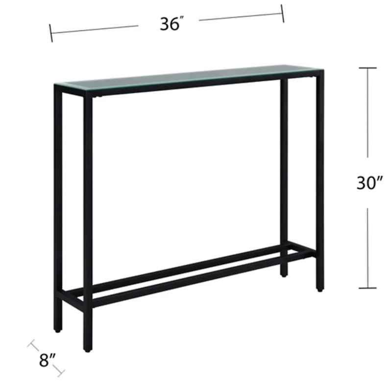 Metal Mirrored Top Slim Console Table
