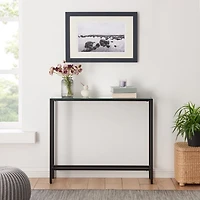 Metal Mirrored Top Slim Console Table