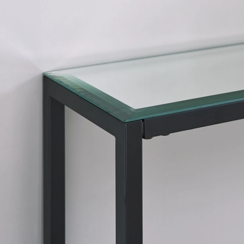 Metal Mirrored Top Slim Console Table