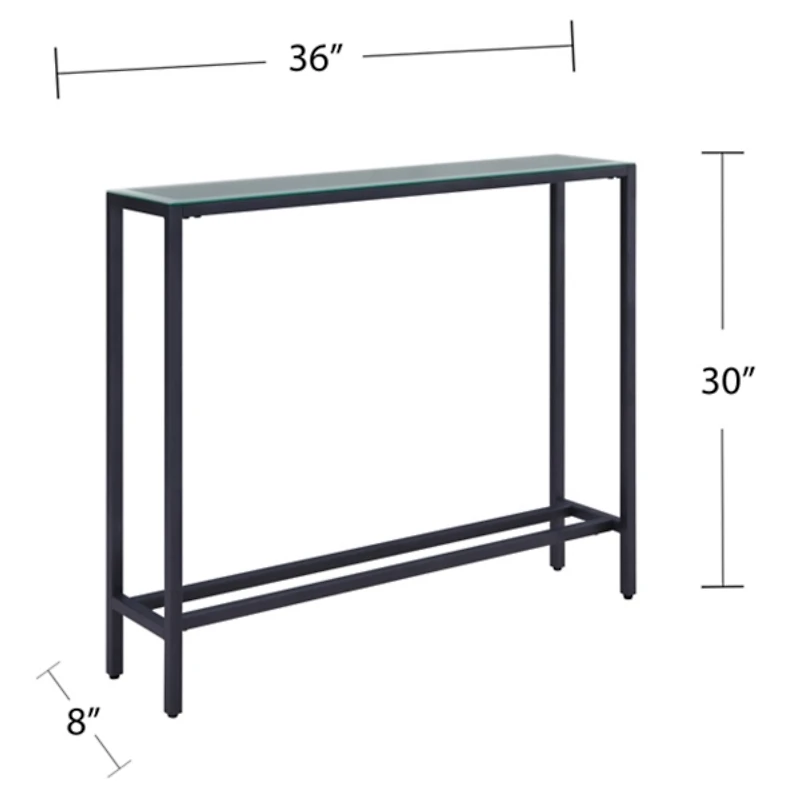 Gray Metal Mirrored Top Slim Console Table