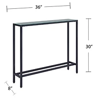 Gray Metal Mirrored Top Slim Console Table