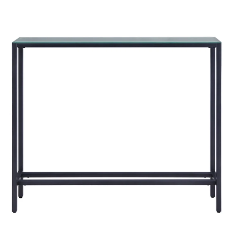 Gray Metal Mirrored Top Slim Console Table