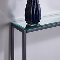 Gray Metal Mirrored Top Slim Console Table