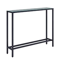 Gray Metal Mirrored Top Slim Console Table