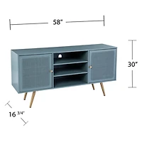 Light Blue Wood and Cane Media Cabinet
