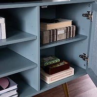 Light Blue Wood and Cane Media Cabinet
