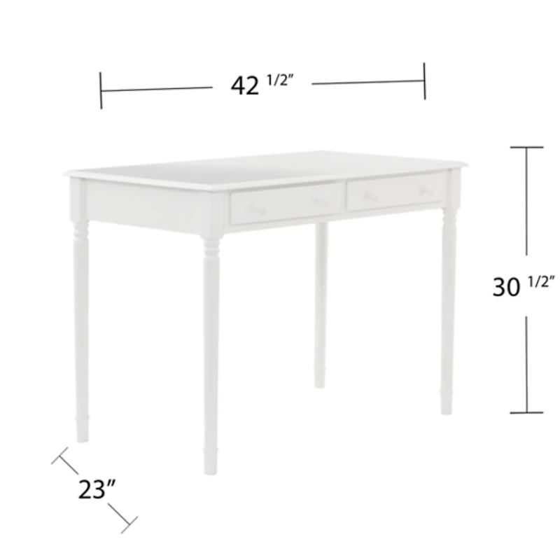 White Classic 2-Drawer Wood Desk