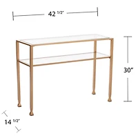 Gold Metal and Tempered Glass Console Table