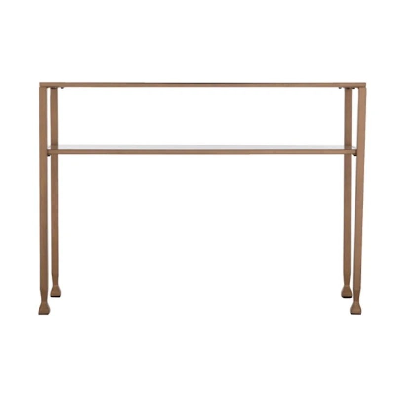 Gold Metal and Tempered Glass Console Table