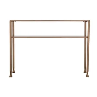 Gold Metal and Tempered Glass Console Table