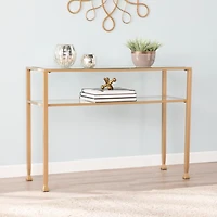 Gold Metal and Tempered Glass Console Table