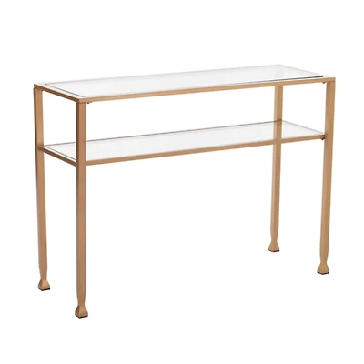 Gold Metal and Tempered Glass Console Table
