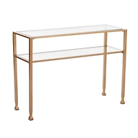 Gold Metal and Tempered Glass Console Table