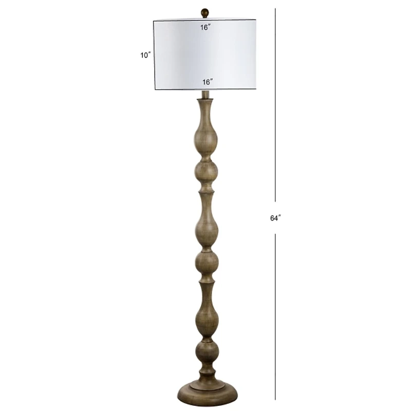 Brown Carved Spindle Floor Lamp