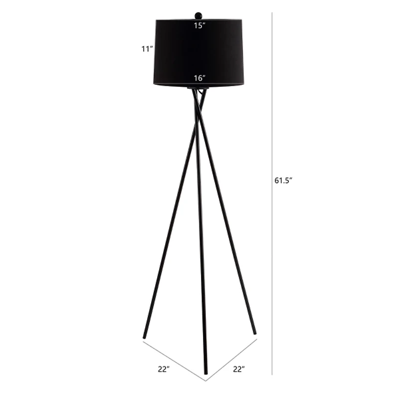 Black Metal Tripod Twist Floor Lamp