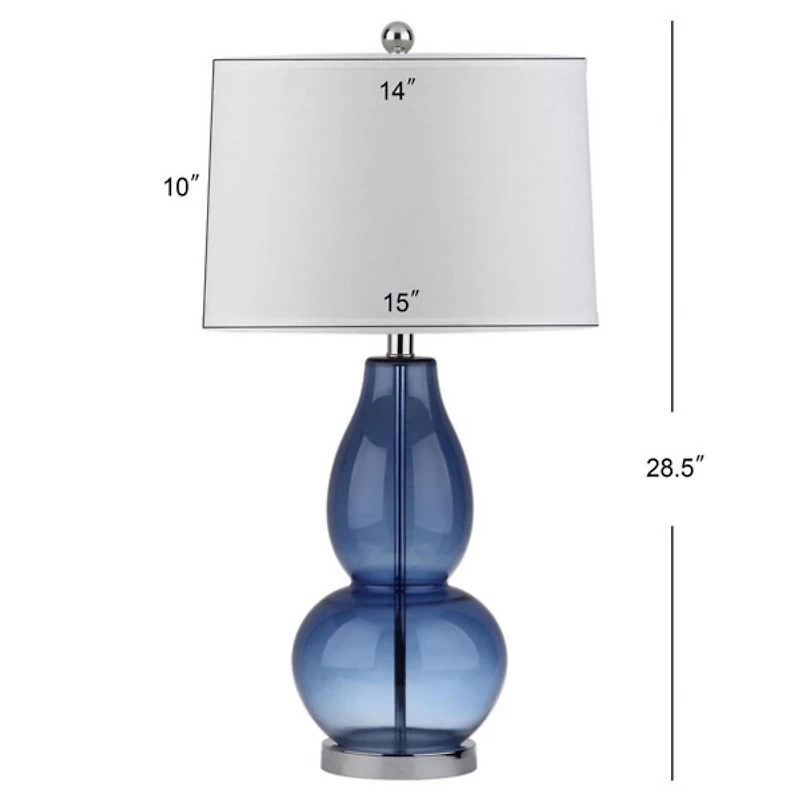 Blue Glass Hourglass Table Lamps, Set of 2