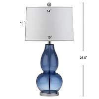Blue Glass Hourglass Table Lamps, Set of 2