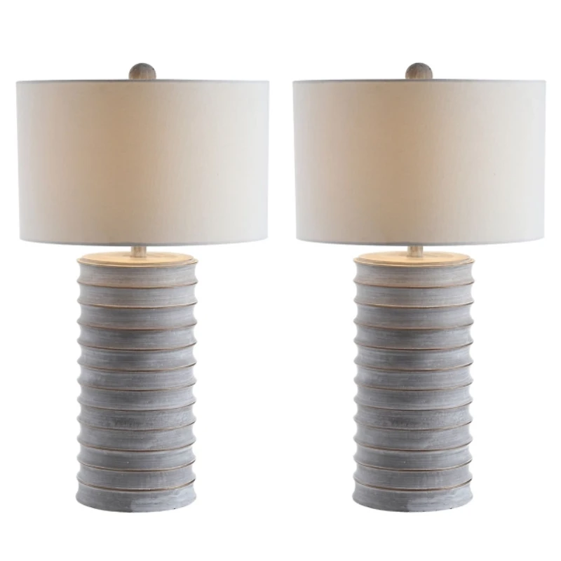 Whitewashed Gray Ridges Table Lamps, Set of 2