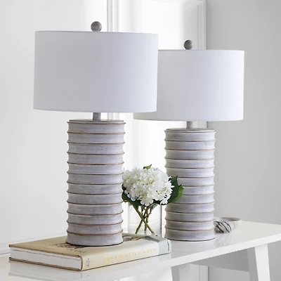 Whitewashed Gray Ridges Table Lamps, Set of 2
