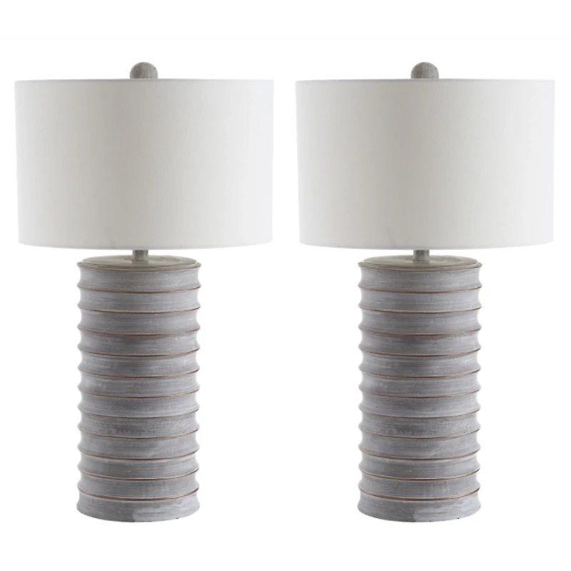 Whitewashed Gray Ridges Table Lamps, Set of 2