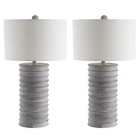 Whitewashed Gray Ridges Table Lamps, Set of 2