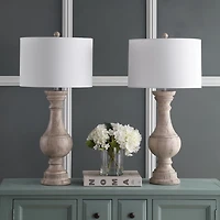 SAFAVIEH Distressed Ivory Wood Lamps, Set of 2