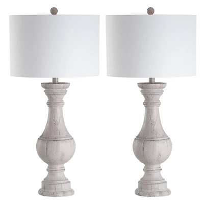 SAFAVIEH Distressed Ivory Wood Lamps, Set of 2