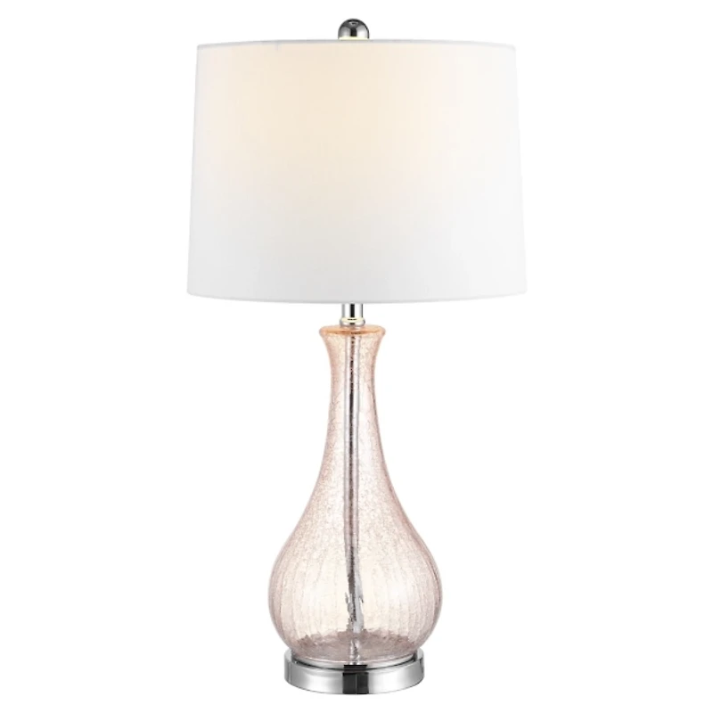 Blush Crackle Glass Teardrop Table Lamp