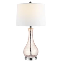 Blush Crackle Glass Teardrop Table Lamp