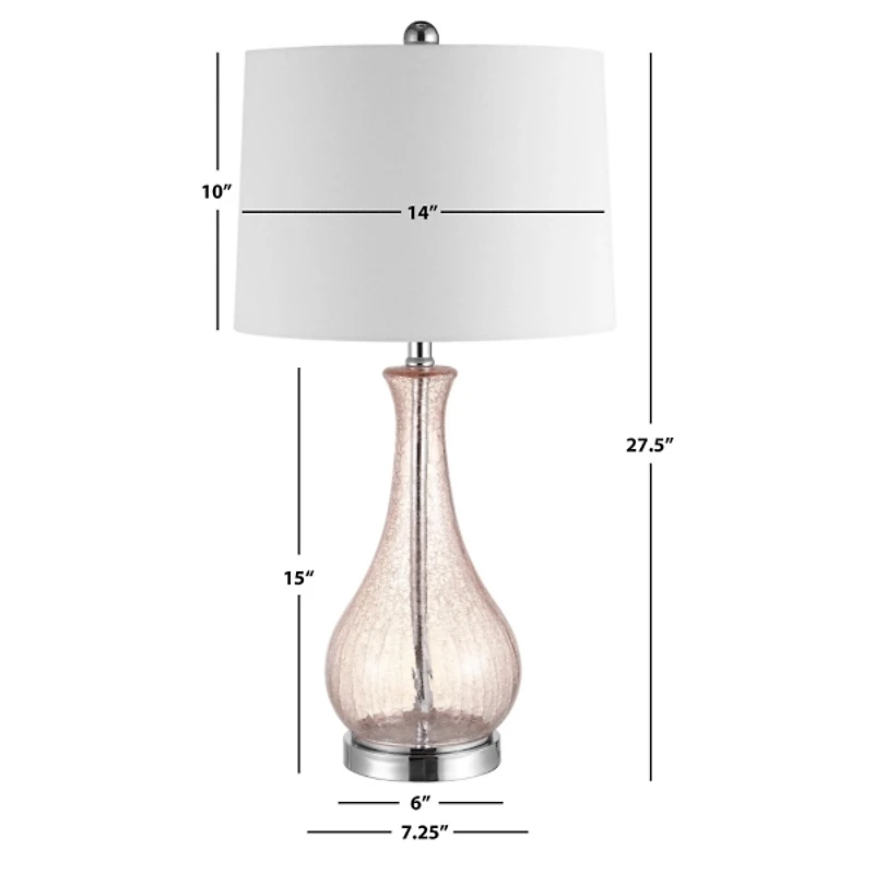 Blush Crackle Glass Teardrop Table Lamp