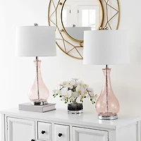 Blush Crackle Glass Teardrop Table Lamp