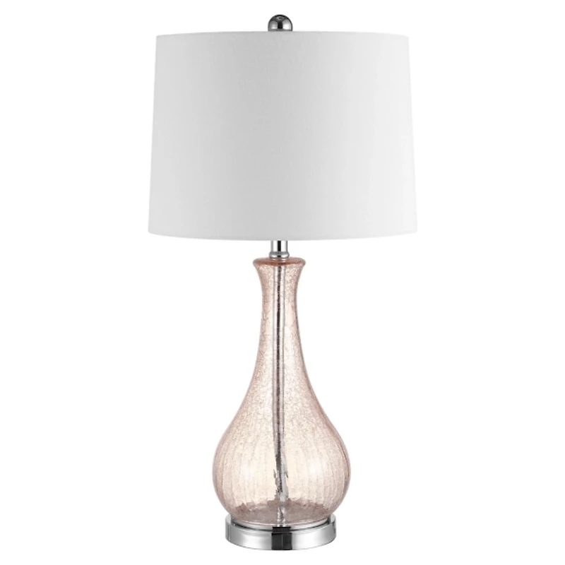 Blush Crackle Glass Teardrop Table Lamp