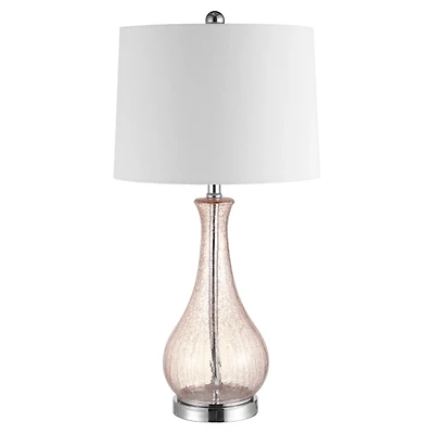 Blush Crackle Glass Teardrop Table Lamp