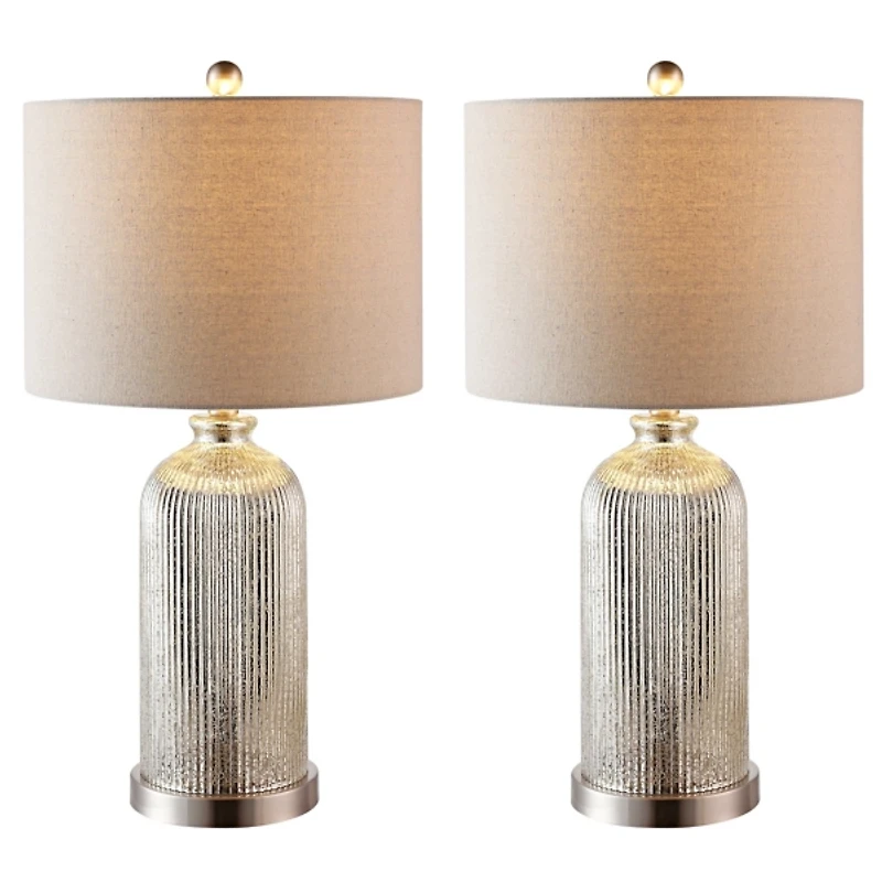 Silver Mercury Glass Ribbed Table Lamps, Set of 2