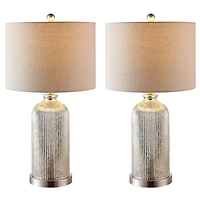 Silver Mercury Glass Ribbed Table Lamps, Set of 2