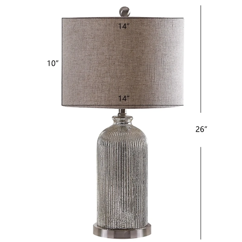 Silver Mercury Glass Ribbed Table Lamps, Set of 2