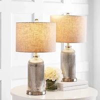 Silver Mercury Glass Ribbed Table Lamps, Set of 2