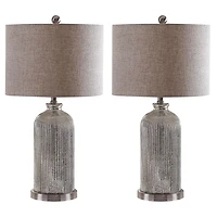 Silver Mercury Glass Ribbed Table Lamps, Set of 2