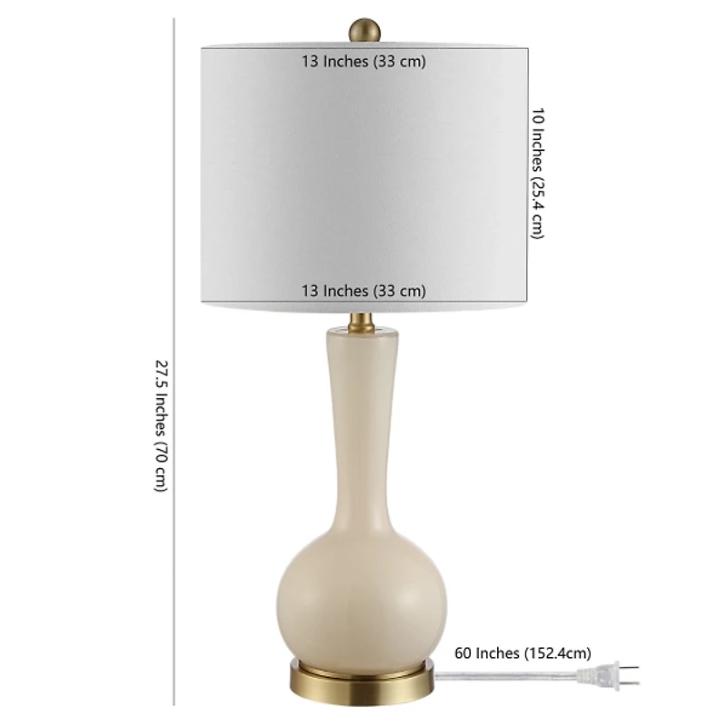 Glazed Ivory Glass Teardrop Table Lamp