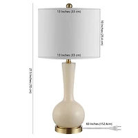 Glazed Ivory Glass Teardrop Table Lamp