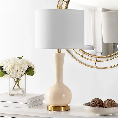 Glazed Ivory Glass Teardrop Table Lamp
