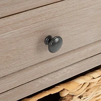 Whitewashed Brown Wood Side Table with Baskets